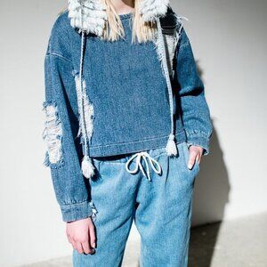 Designer Fall/Winter 2018 Ready To Wear Collection Oversized Denim Sweater